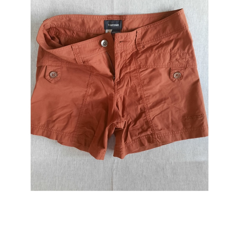 Marmot Women Orange Cargo Shorts Size 6 Outdoor Hiking Casual Hook Opening